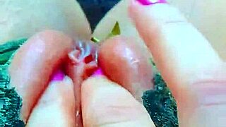 strawberry pink shaved pussy closeup clit fingering orgasm