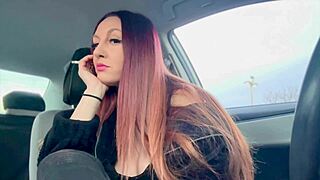 Wanna see this Italian milf's big tits while she smokes in the car?