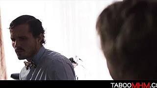 young stepson tastes tattooed milf mother-in-law's big tits and ass