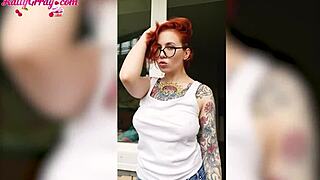 sexy redhead teen babe in wet tshirt so horny washing windows homemade tit tease