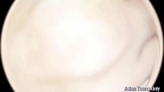 Huge cock pounds giant chubby Asian pussy through spy cam eyes