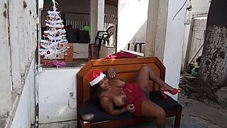 Gossipy Neighbor's Bareback Christmas Surprise Lesson