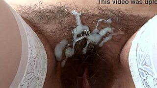 amateur latina stepmom's hairy pussy gets huge cumshot right after intense anal pounding