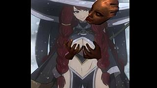 irene belserion bukkake gangbang with humiliating asari cocks!