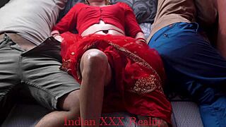 Indian stepmom talks dirty in Hindi while fucking tight pussy quickie 😈