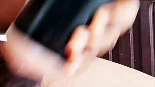 moaning hard with new toy in dorm room public tease