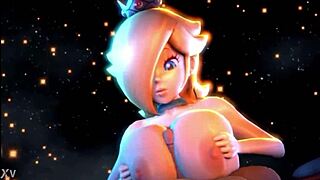 Rosalina and Peach team up for epic titty fuck action, boobs squeezing cock tight 😍💦🍑