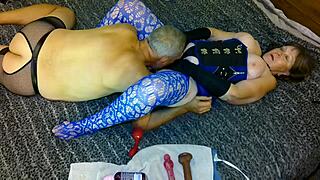 Granny Carmen and Blue Angel Lick in Double Position for Double Cum Dream