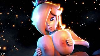 Rosalina and Peach team up for epic titty fuck action, boobs squeezing cock tight 😍💦🍑
