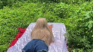 narrating how she SHOVES HAND deep in blonde's ass with SEX TOY