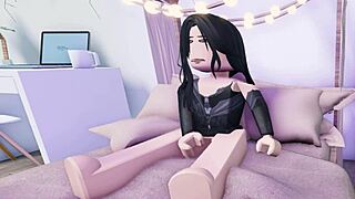 this e-girl fires up roblox animation then fingers her pussy hard chasing that wild shaking orgasm everyone craves