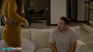 lauren phillips grabs stepson dante coles cock sucks it deep then rides hard on the sofa