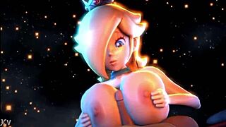 Rosalina and Peach team up for epic titty fuck action, boobs squeezing cock tight 😍💦🍑