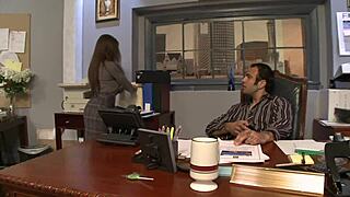 rachel roxxx grinds big tits wet pussy on boss cock