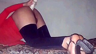 sofi vice analwhore rides massive dildo in lingerie