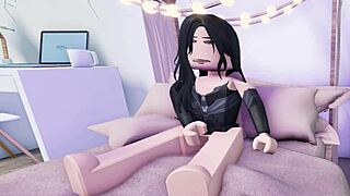 this e-girl fires up roblox animation then fingers her pussy hard chasing that wild shaking orgasm everyone craves