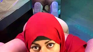 mia niqab gives mirror blowjob swallows arab cum from behind