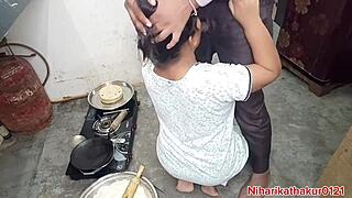 Desi Step-Mom's Kitchen Bend Over Hints at More