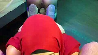mia niqab gives mirror blowjob swallows arab cum from behind