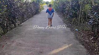 pinay teen fucks wildly in public right by the roadside