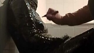 Sophie la larve slave endures final momification bondage before deep blowjob cum in mouth finale