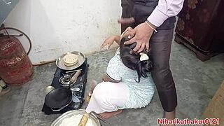 Desi Step-Mom's Kitchen Bend Over Hints at More