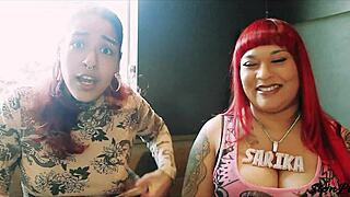 sipnplay live with carmen the tattoo artist, ebony indian latina lesbian interracial fun gets me going