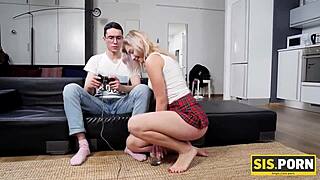 Horny Stepsis Ruins Videogame To Fuck Busy Stepbrother Hard