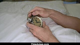 he shoves thick cock between frozen thin asian's tight lips!