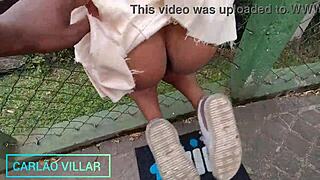 hot brazilian pretinha submissively throats massive cock deep