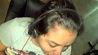 Busted! Cumshot facial explodes on her face during homework blowjob 😱💦