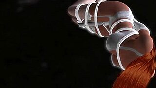 how's this redhead bound in lingerie stockings suffering vibrator orgasm nightmare game?