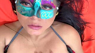hot masked latina teases with dirty talk and solo play
