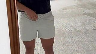 Muscular mexican bodybuilder solo strokes small waist sexy