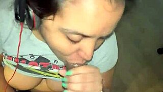 Busted! Cumshot facial explodes on her face during homework blowjob 😱💦