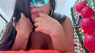 hot masked latina teases with dirty talk and solo play