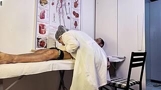 patient can't hold back gets hard during nurse exam blowjob deepthroat