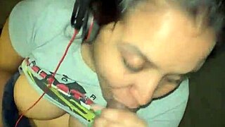 Busted! Cumshot facial explodes on her face during homework blowjob 😱💦