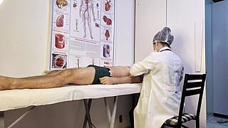 patient can't hold back gets hard during nurse exam blowjob deepthroat