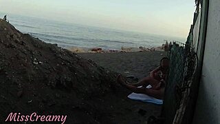 stepdaughter aids dad's risky public beach cock flash and cumshot