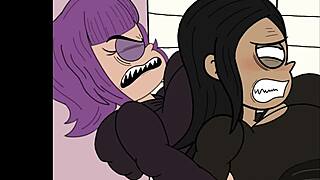 three futanari chicks assfucking with massive cumshots in bathroom trio