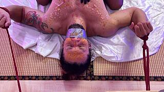 cute girlfriend bound as slave gets dominated fucked by her boyfriend friend in bdsm bondage 