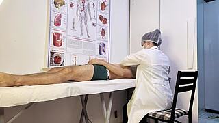 patient can't hold back gets hard during nurse exam blowjob deepthroat