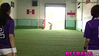 young petite blondes in group lick pussies during 69 on grass