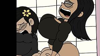 three futanari chicks assfucking with massive cumshots in bathroom trio