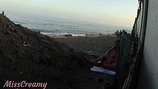 stepdaughter aids dad's risky public beach cock flash and cumshot