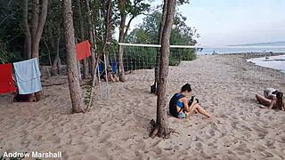 Young hairless teens orgy on public beach! 🏖️🍑💦