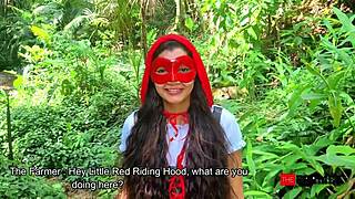 farmer finds horny little red riding hood begging for his thick cock in the woods