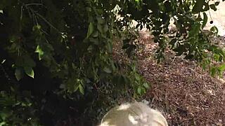 Chubby Blonde Stepdaughter's Secret Outdoor Creampie Spot with Daddy