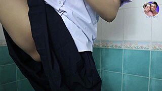 naughty asian teen fingers tight pussy in shower 🚿💦